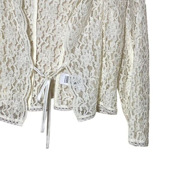 Evan Picone Lacey Cardigan Sheer Floral Tie Front Dress Jacket Top Size 6 Small - Picture 6 of 10